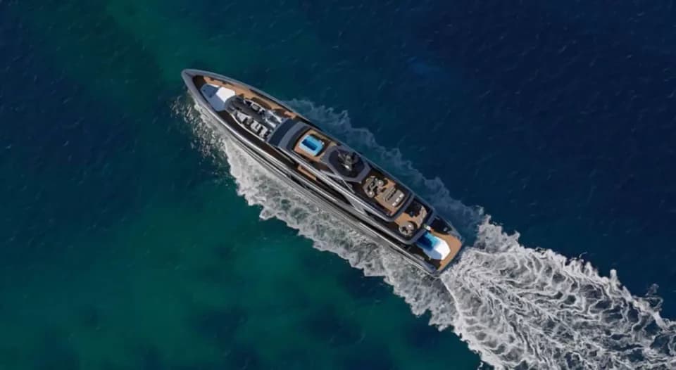 Motor yacht cruising through blue water
